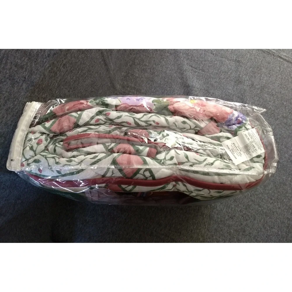 All Seasons‎ Full Size Reversible Quilt Cotton Blend Floral Bedspread Vtg NOS